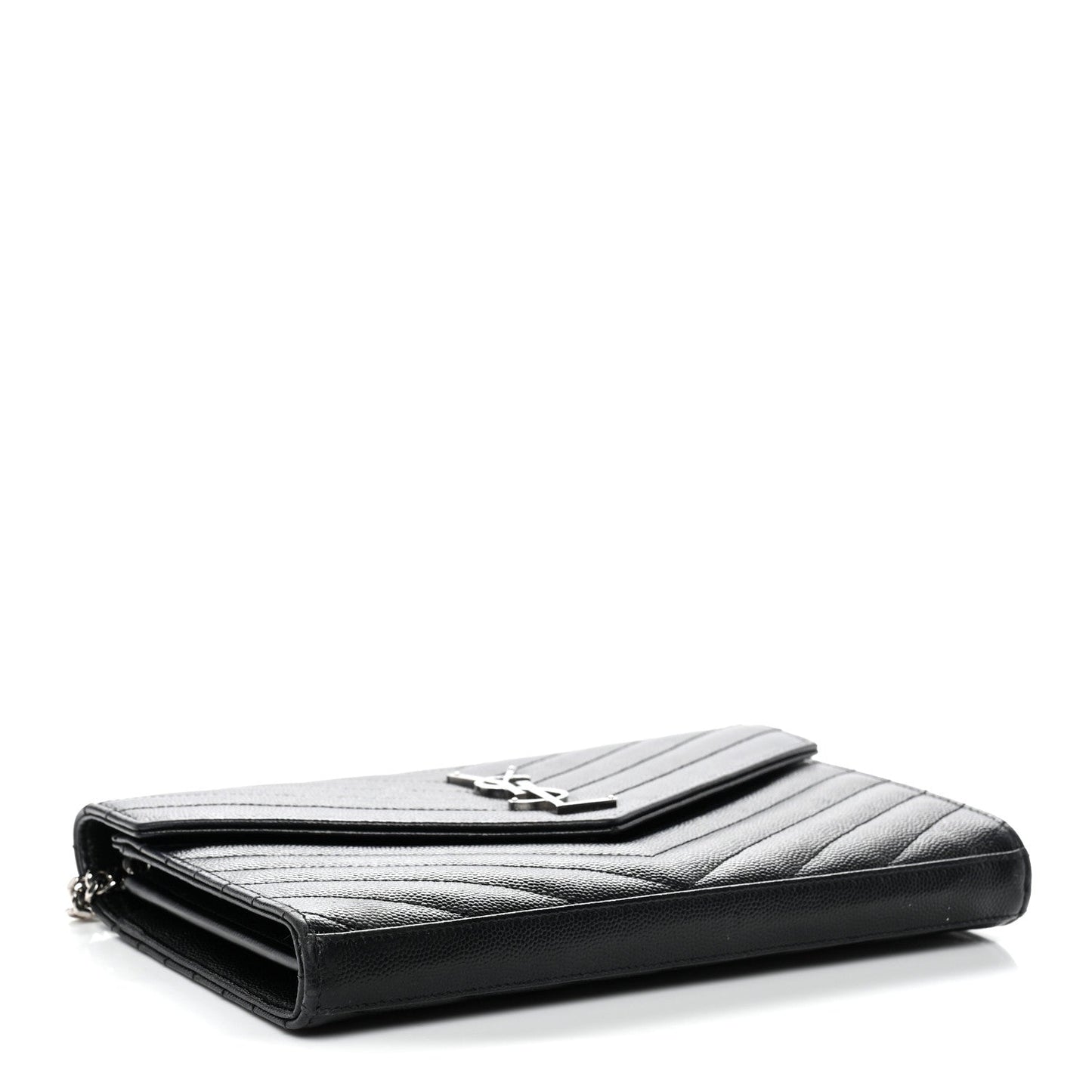 Grain De Poudre Matelasse Chevron Monogram Chain Wallet Black