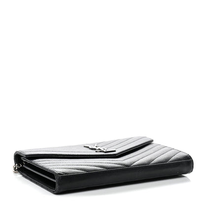Grain De Poudre Matelasse Chevron Monogram Chain Wallet Black