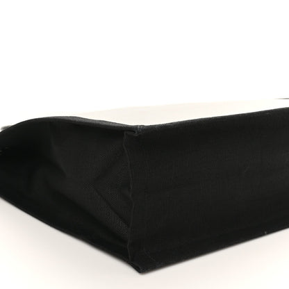 Linen Calfskin Rive Gauche North South Tote White Black