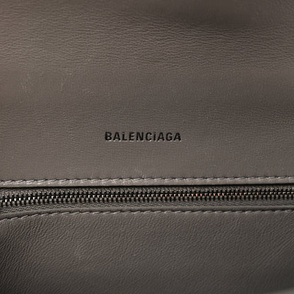 Shiny Calfskin Crocodile Embossed Small Hourglass Top Handle Bag Balenciaga Grey