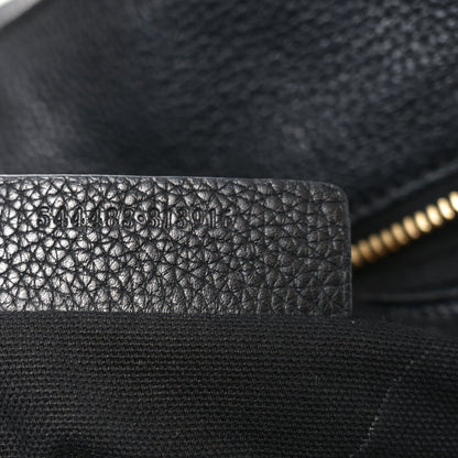 Pebbled Calfskin Large Skull Padlock Zip Around Tote Black