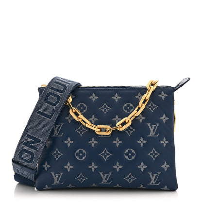 Lambskin Embossed Monogram Coussin PM Denim Blue