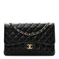 Caviar Quilted Jumbo Double Flap Black