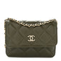 Lambskin Quilted Clutch With Chain Green