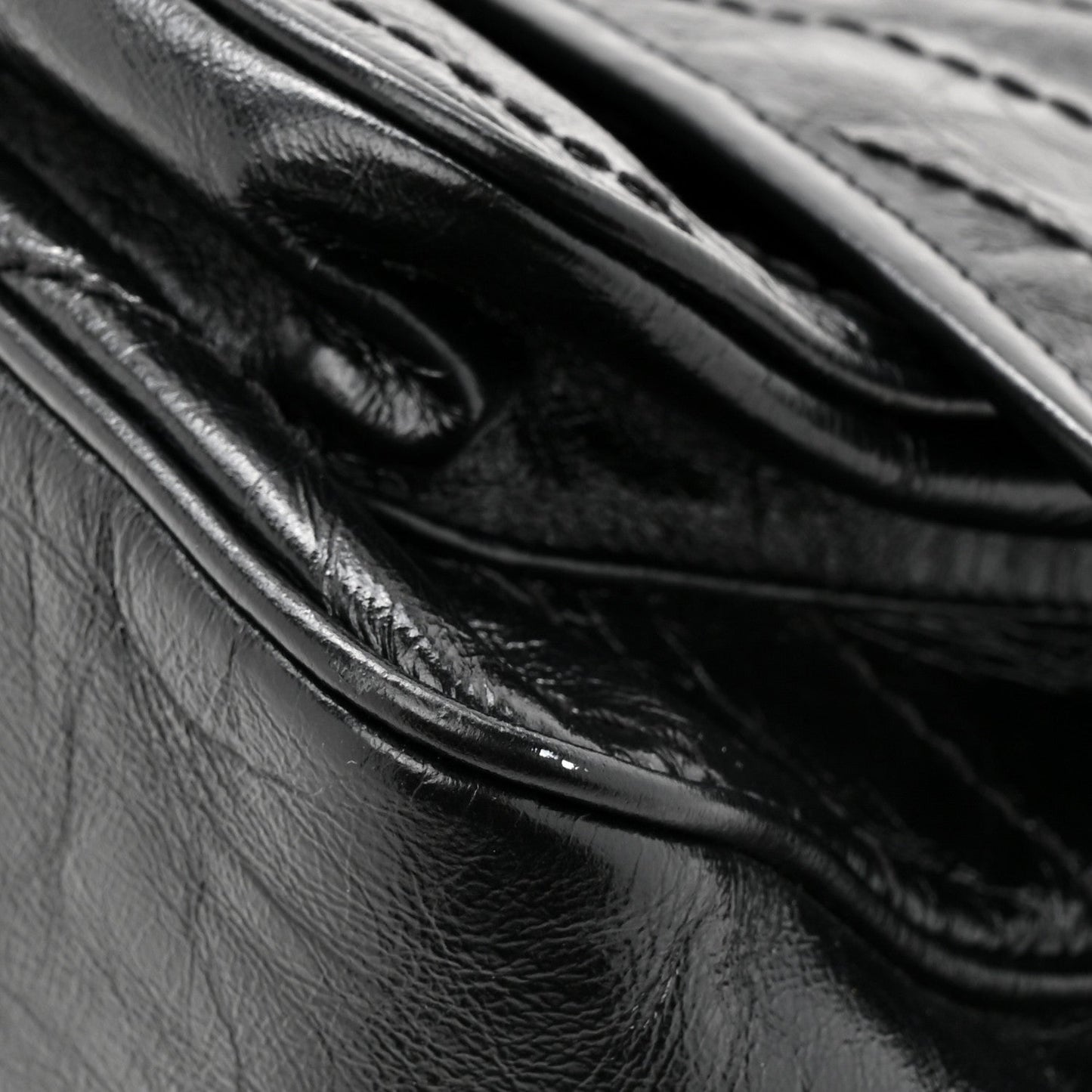 Crinkled Calfskin Matelasse Monogram Medium Niki Chain Satchel Black