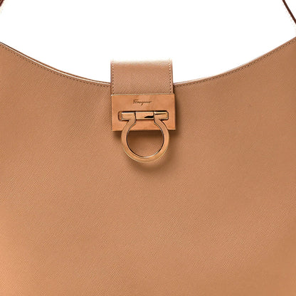 Hammered Calfskin Trifolio Shoulder Bag Sand