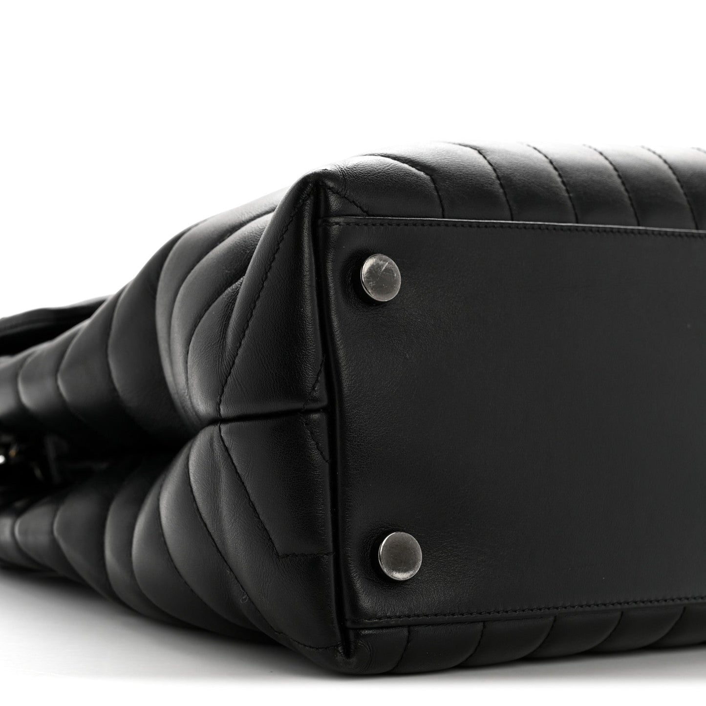 Calfskin Y Quilted Monogram Large Loulou Chain Satchel Black