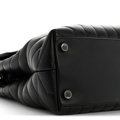 Calfskin Y Quilted Monogram Large Loulou Chain Satchel Black