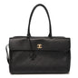 Grained Calfskin Stitched Urban Essentials Large Shopping Bag Black