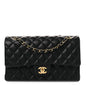 Lambskin Quilted Medium Double Flap Black