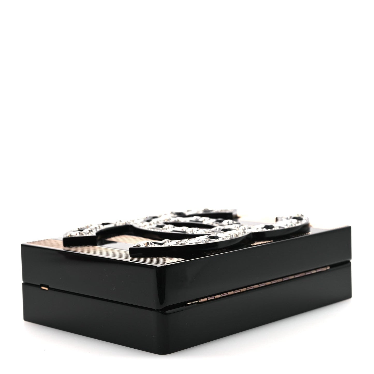 Plexiglass Crystal CC Minaudiere Clutch Black Copper