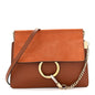 Calfskin Suede Mini Chain Faye Shoulder Bag Tobacco