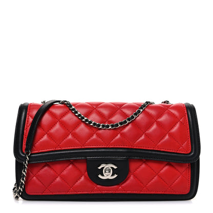Lambskin Quilted Tri-Color Flap Red White Black