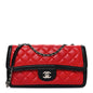Lambskin Quilted Tri-Color Flap Red White Black