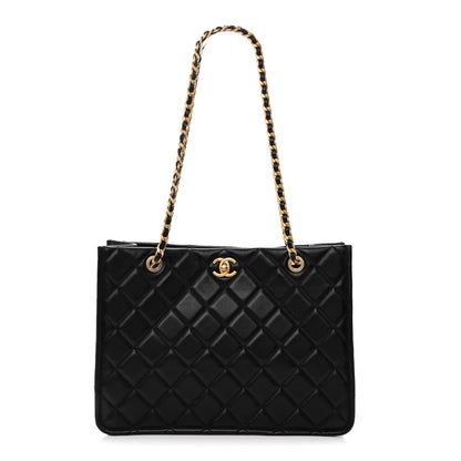 Caviar Quilted Sweet Classic Shopping Tote Black