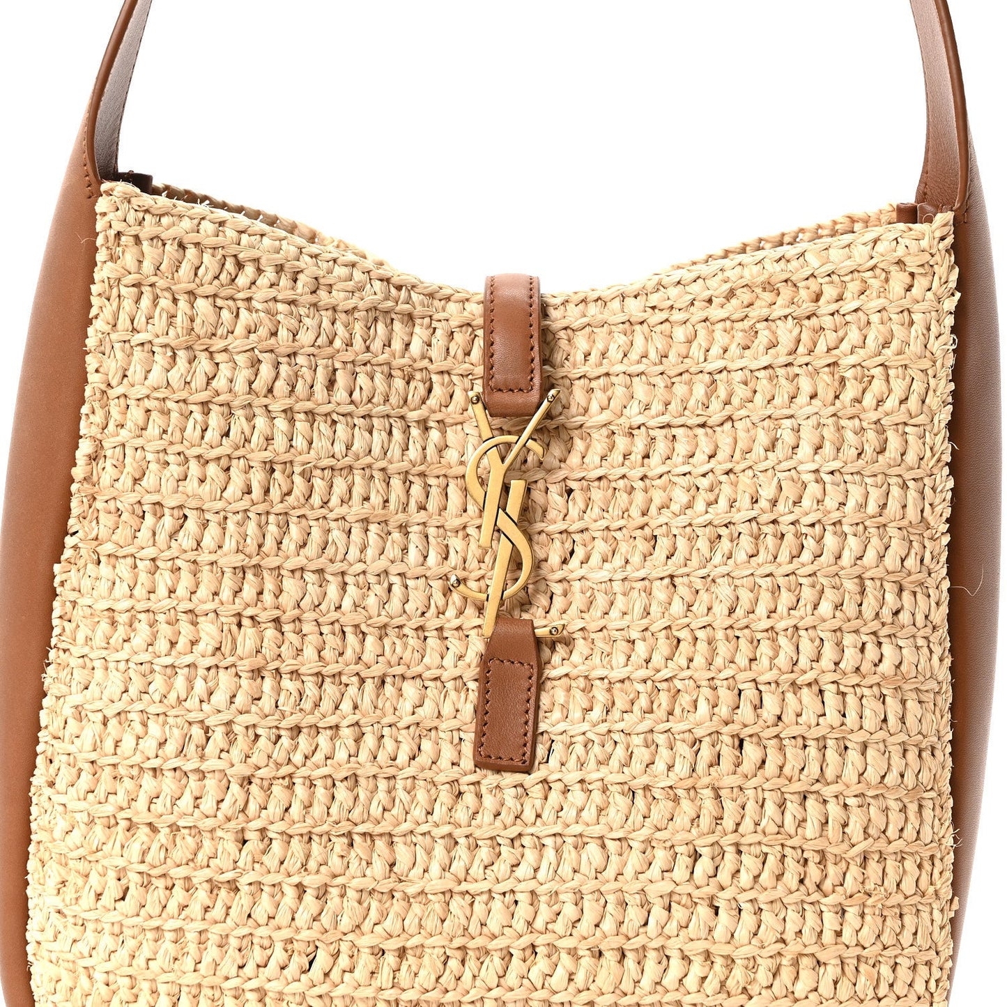 Raffia Calfskin Le 5 A 7 Small Hobo Natural Brick