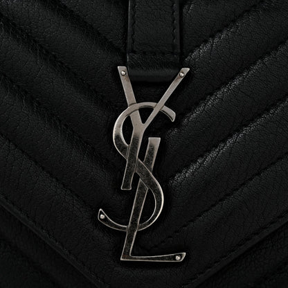 Sheepskin Matelasse Chevron Monogram Medium College Bag Black