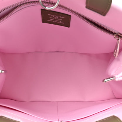 Calfskin Mini Shopper Tote Khaki Green Pink