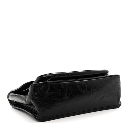 Crinkled Calfskin Matelasse Monogram Medium Niki Chain Satchel Black
