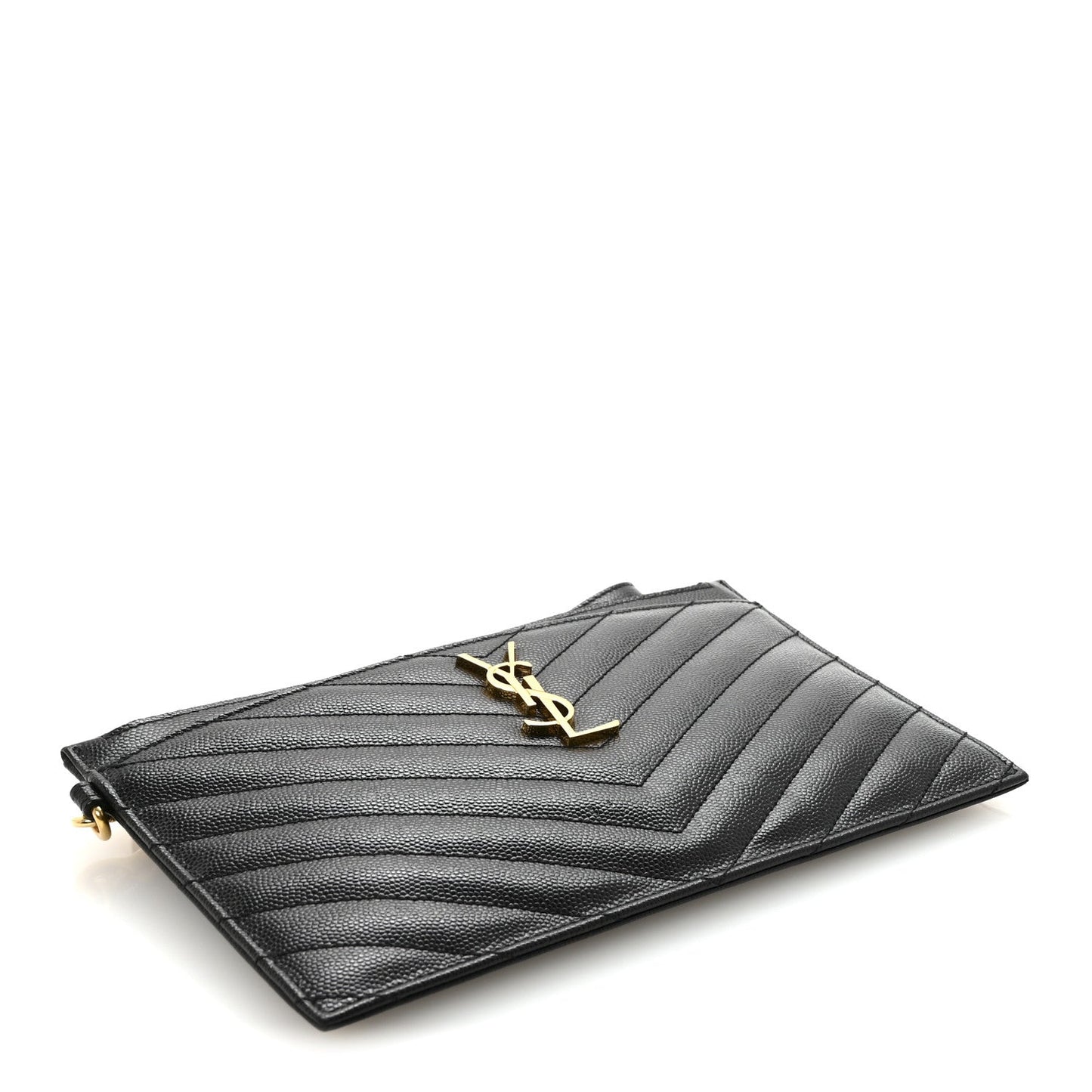 Grain De Poudre Chevron Monogram Large Bill Pouch Black