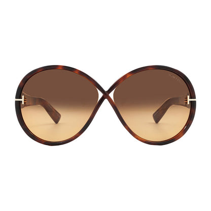 Tom Ford Sunglasses Oval Full Rim, Shiny Light Brown Frame and Bordeaux Gradient Lens FT111645T