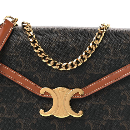 Triomphe Canvas Calfskin Margo Wallet on Chain Tan