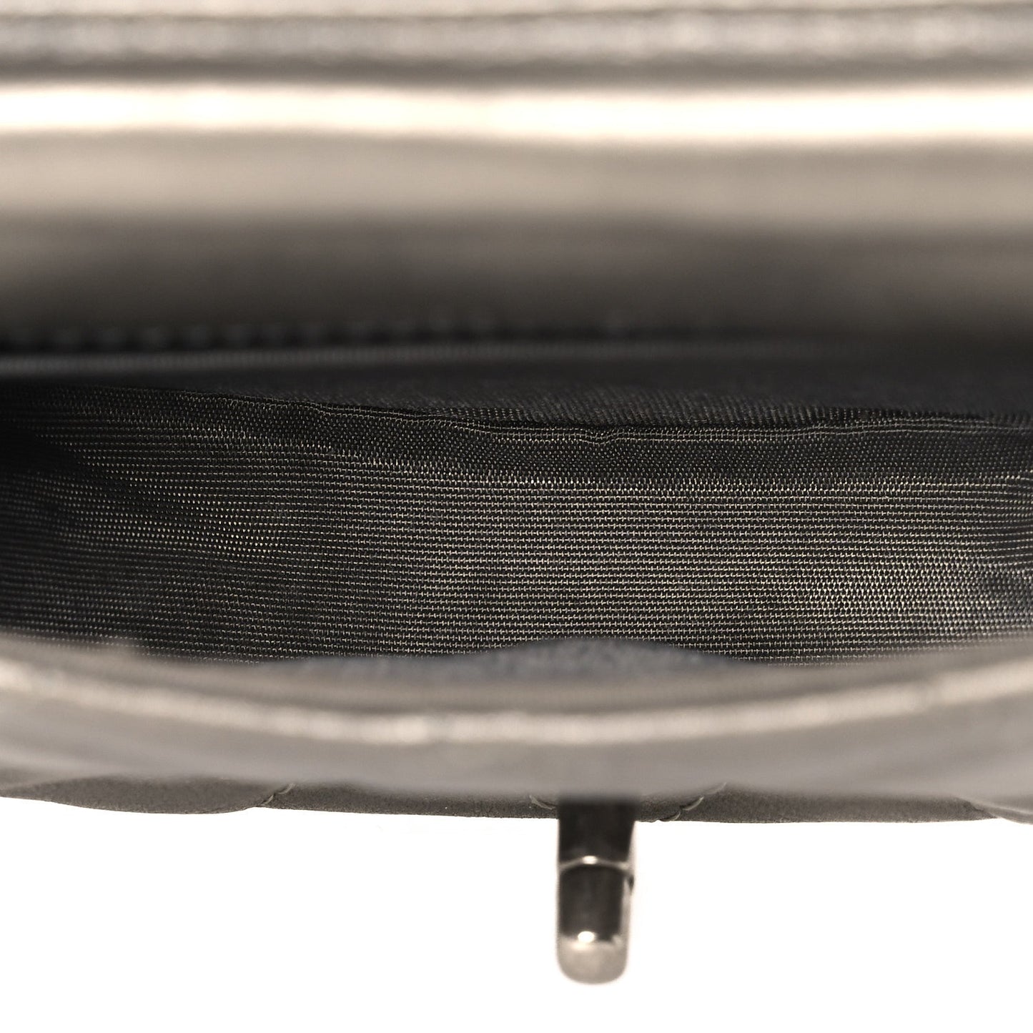 Metallic Calfskin Quilted Mini Coco Mail Clutch Ruthenium