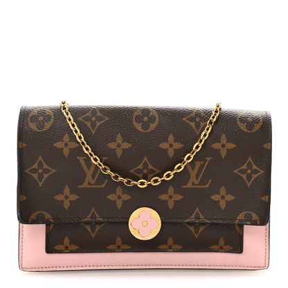 Monogram Flore Chain Wallet Rose Ballerine