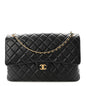 Calfskin Quilted XXL Travel Flap Bag Black