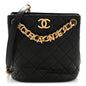 Lambskin Quilted Chaine Lettre Small Bucket Bag Black