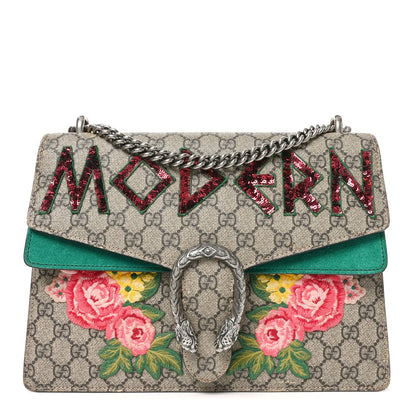 GG Supreme Monogram Embroidered Medium Dionysus Shoulder Bag Emerald