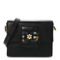 Lizard Embossed Crystal Embellished DG Millennials Mini Crossbody Bag Black