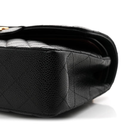 Caviar Quilted Small Double Flap Black