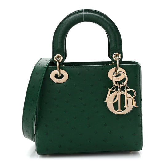 Ostrich Small Lady Dior Green