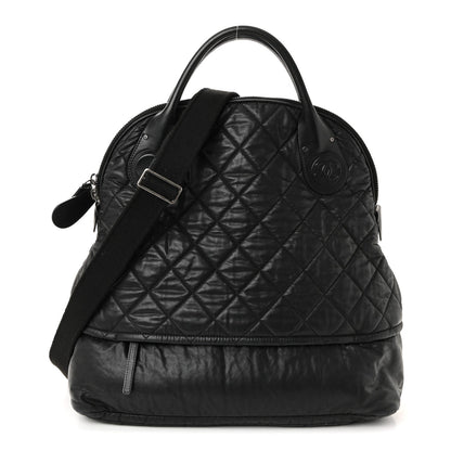 Coated Canvas Quilted Large Garment Travel Bag Black