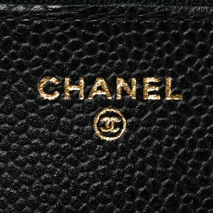 Caviar Quilted Wallet on Chain WOC Black
