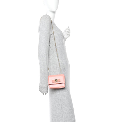 Hammered Calfskin Mini Vara Bow Crossbody Bag Pink