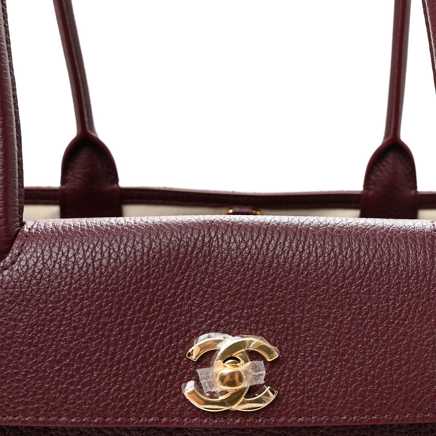 Grained Calfskin Stitched Urban Essentials Small Shopping Bag Burgundy