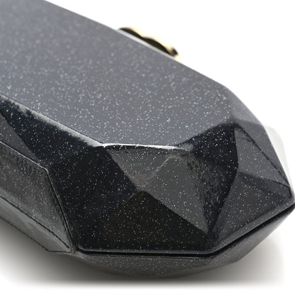 Glitter Vinyl Crystal Clutch Black