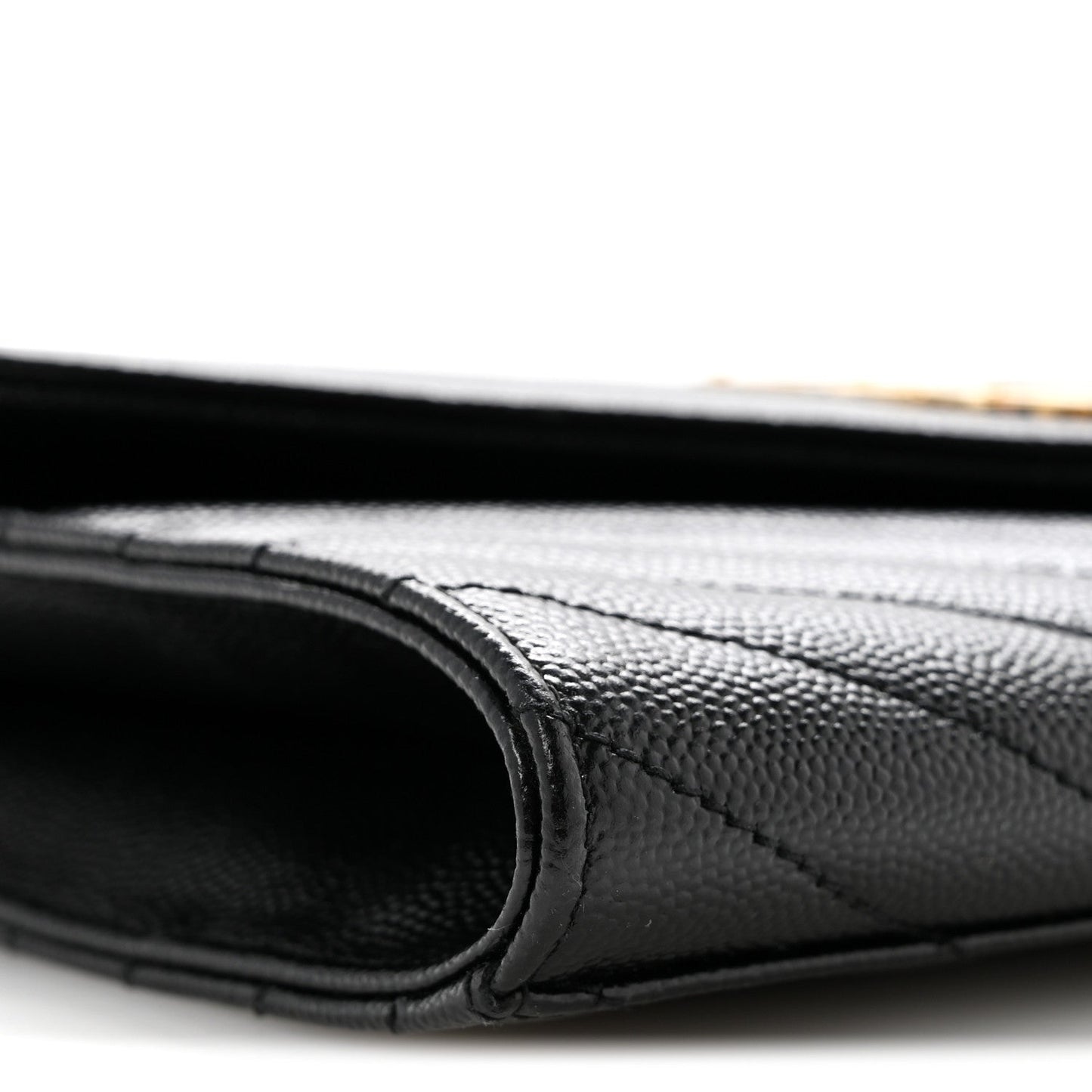 Grain De Poudre Matelasse Chevron Monogram Envelope Clutch Black