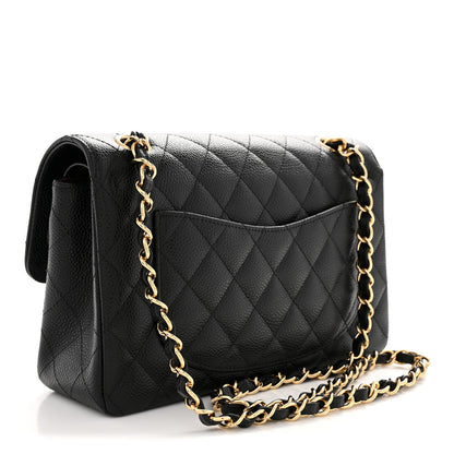 Caviar Quilted Small Double Flap Black