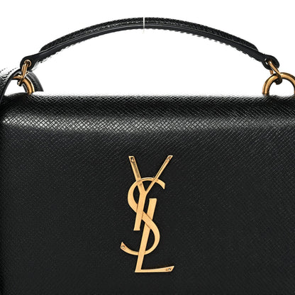 Coated Bark Calfskin Sunset Chain Wallet Black