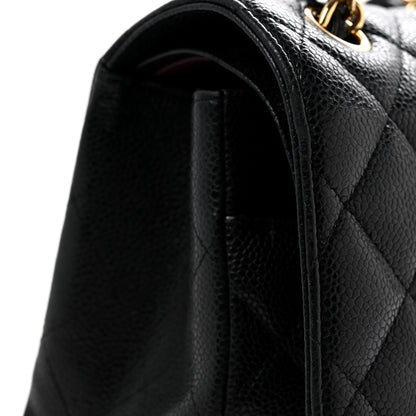 Caviar Quilted Jumbo Double Flap Black