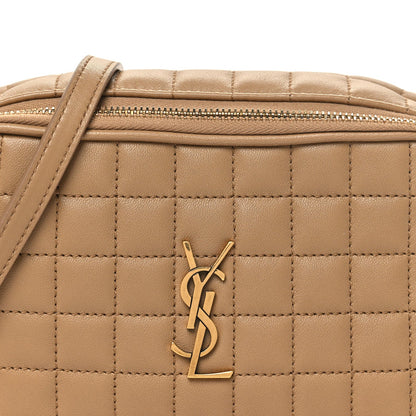 Lambskin Carre Quilted Cassandre Mini Camera Bag Natural Tan