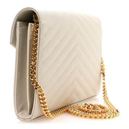 Grain De Poudre Matelasse Chevron Monogram Chain Wallet Crema Soft