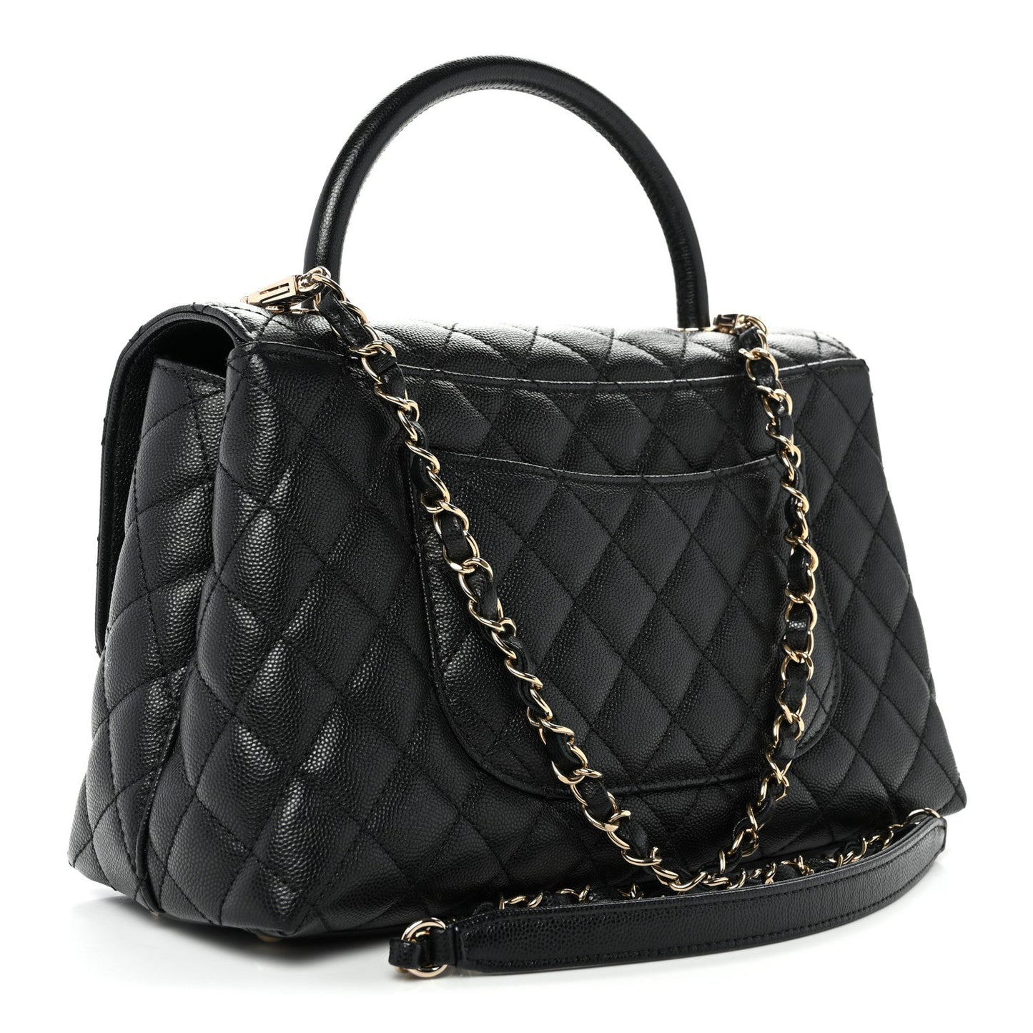 Caviar Quilted Small Coco Handle Flap Black