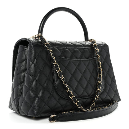 Caviar Quilted Small Coco Handle Flap Black