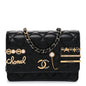 Lambskin Quilted Coco Clips Mini Wallet On Chain WOC Black