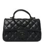 Lambskin Quilted Mini Top Handle Rectangular Flap So Black
