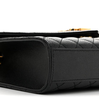Grain De Poudre Textured Mixed Matelasse Triquilt Medium Monogram Satchel Black